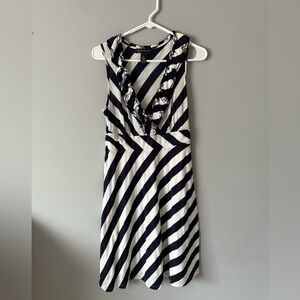 Inc Striped Navy and White Sleeveless Dress